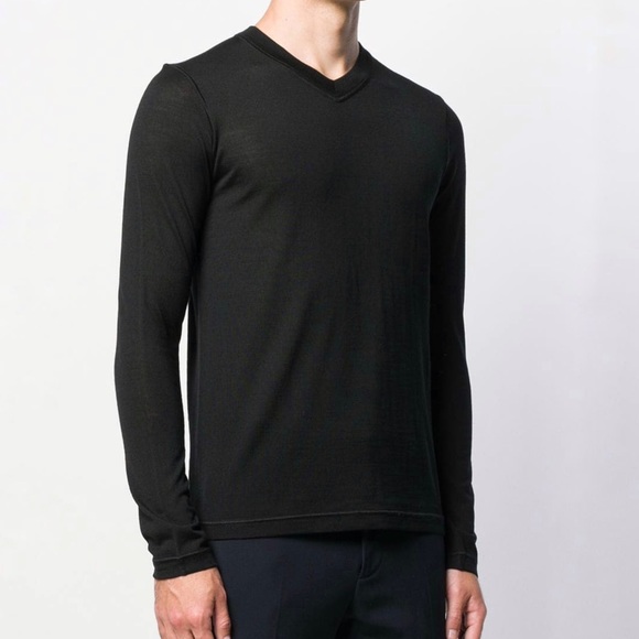 Jil Sander Other - JIL SANDER mens Black v-neck wool pullover sweater top